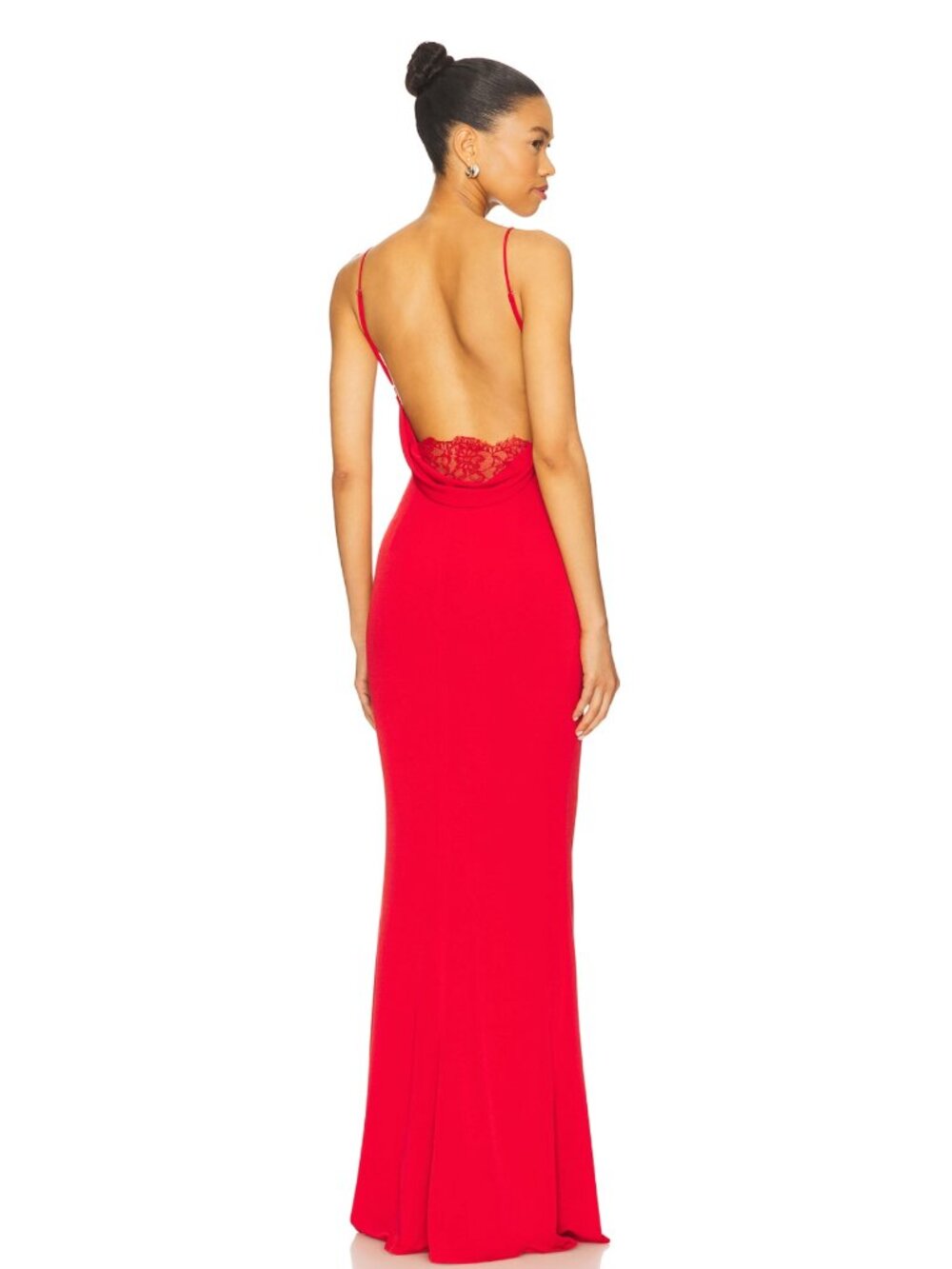 Katie May Red Backless Maxi Dress with Lace Detail